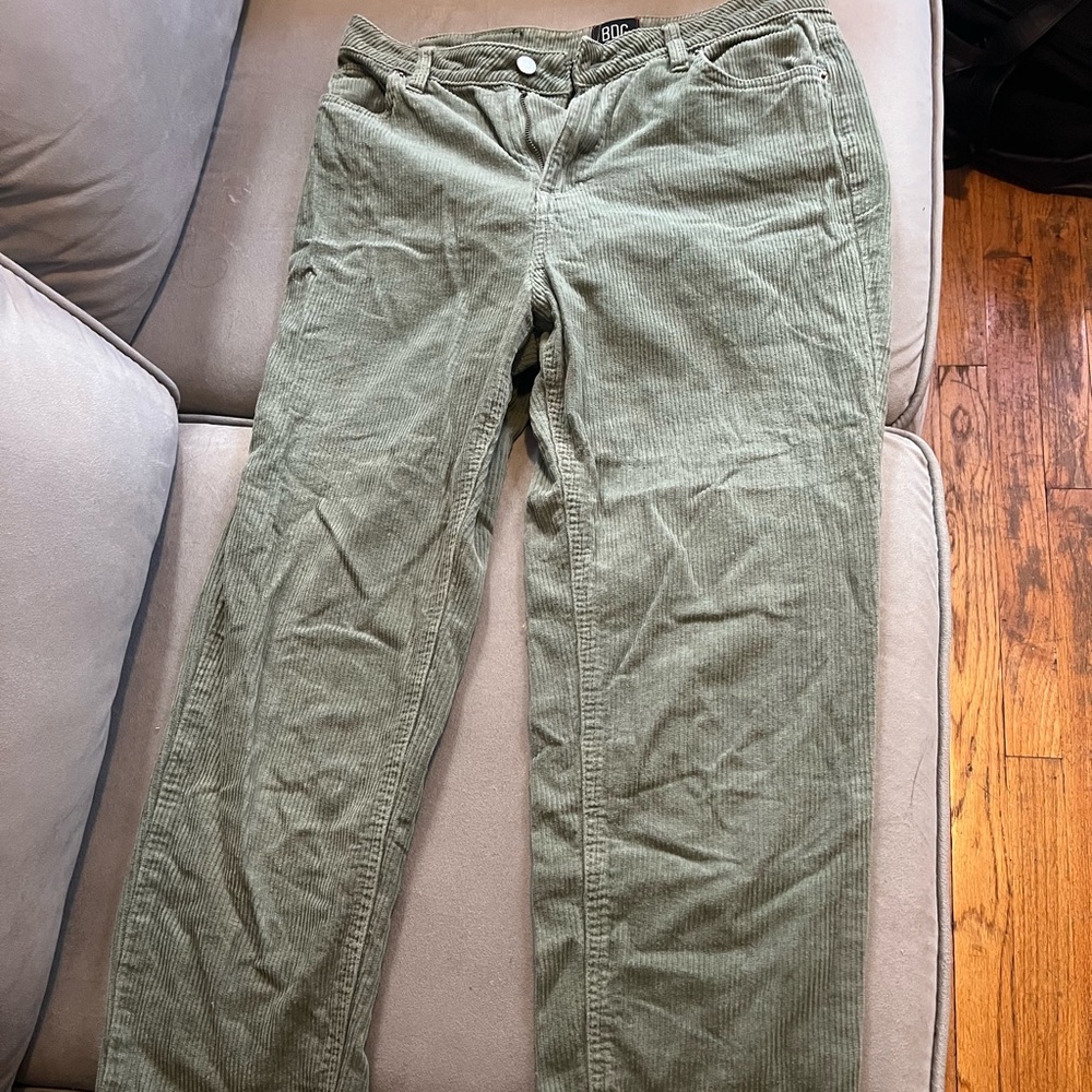 high waisted green corduroy pants